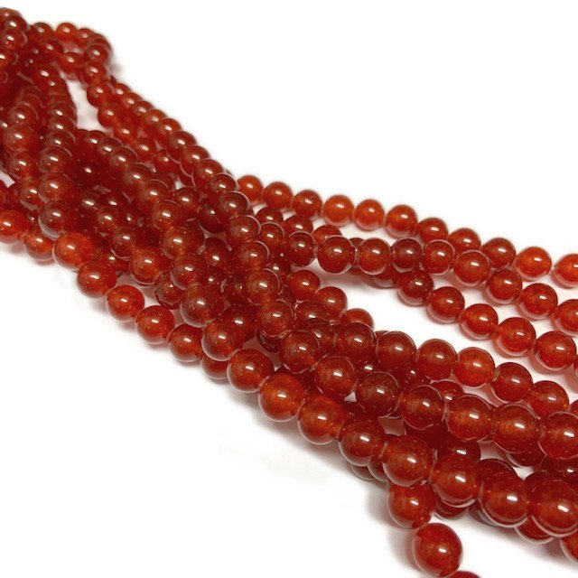 PIEDRAS BOLITAS 6MM - AGATA ROJA (TEÑIDA)