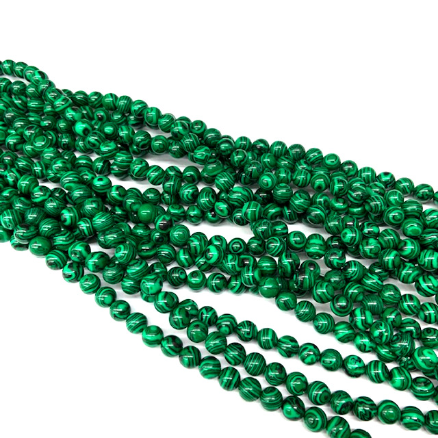 PIEDRAS BOLITAS 6MM - MALAQUITA IMITACION