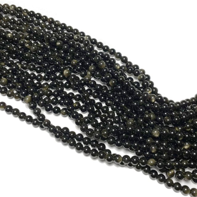 PIEDRAS BOLITAS 6MM - OBSIDIANA DORADA