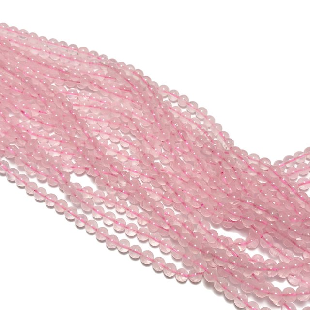 PIEDRAS BOLITAS 6MM - CUARZO ROSA (COLOR REALZADO CON TINTA)