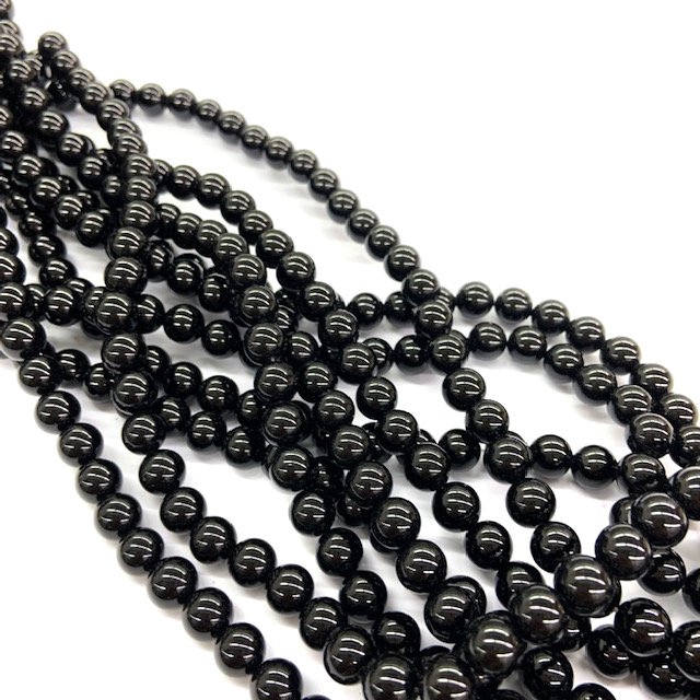 PIEDRAS BOLITAS 6MM - AGATA NEGRA