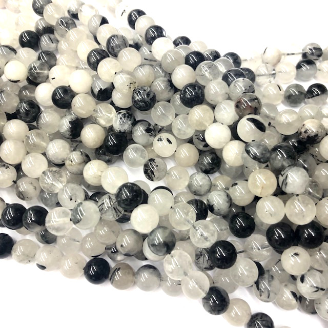 PIEDRAS BOLITAS 8MM - CUARZO RUTILADO