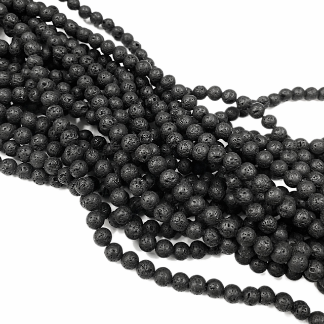 PIEDRAS BOLITAS 8MM - LAVA (COLOR REALZADO CON TINTA) NEGRO