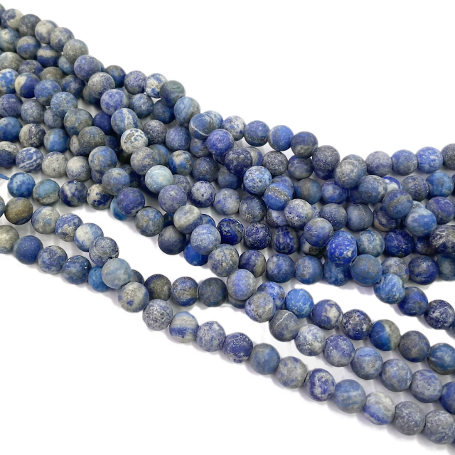 PIEDRAS BOLITAS 8MM - LAPISLAZULI MATE (COLOR REALZADO CON TINTA)