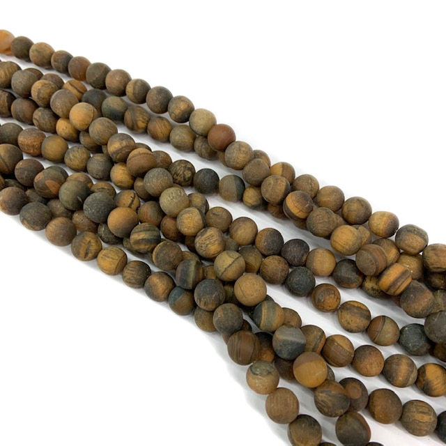 PIEDRAS BOLITAS 8MM - OJO DE TIGRE MATE