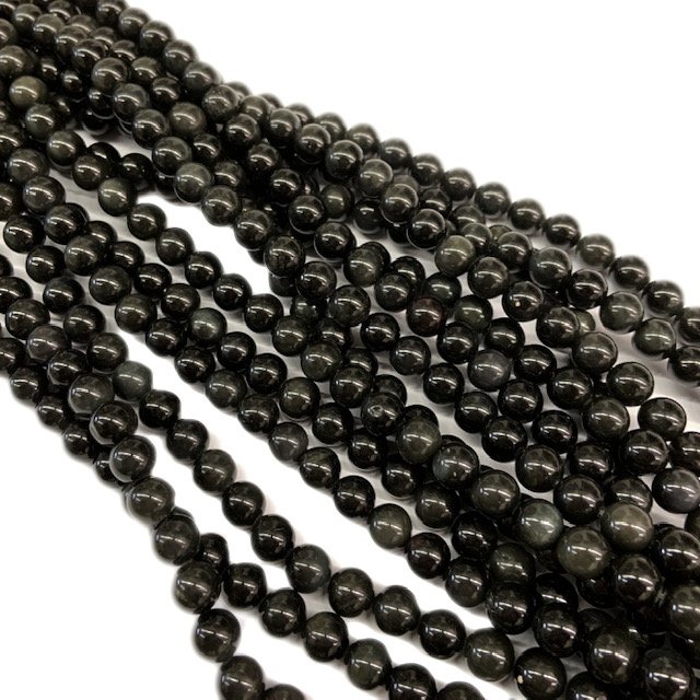 PIEDRAS BOLITAS 8MM - OBSIDIANA NEGRA
