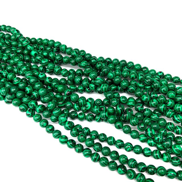 PIEDRAS BOLITAS 8MM - MALAQUITA IMITACION
