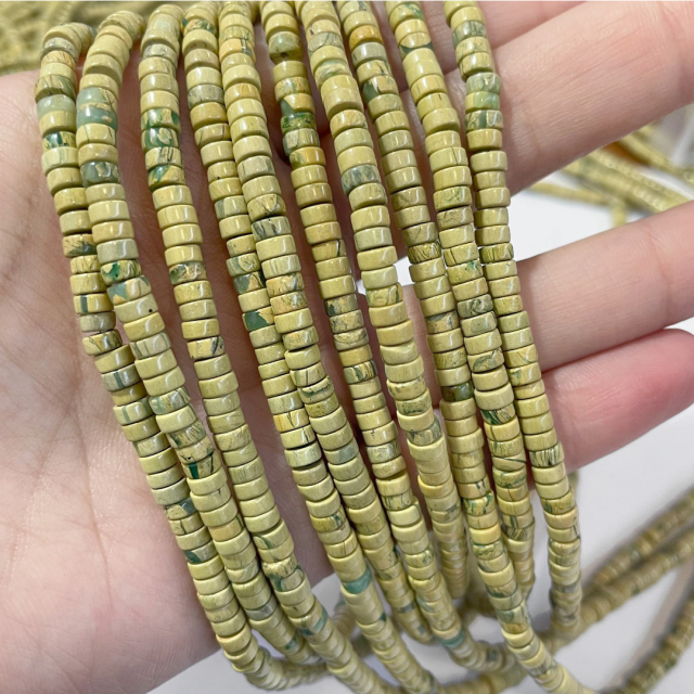 PIEDRAS DISCOS 4X2MM - JASPE VERDE LIMA