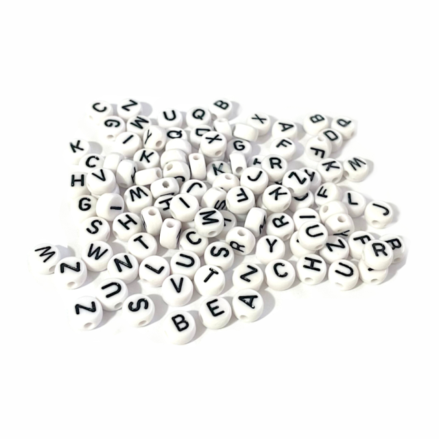 CUENTAS LETRAS 7X4MM - FONDO BLANCO