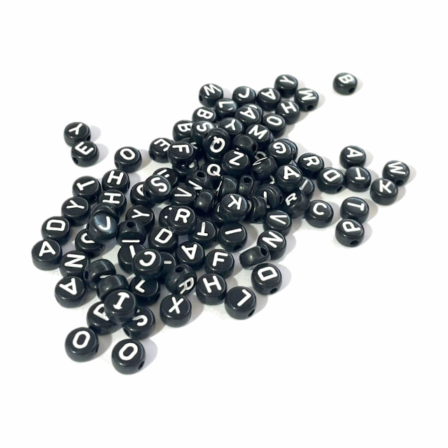 CUENTAS LETRAS 7X4MM - FONDO NEGRO