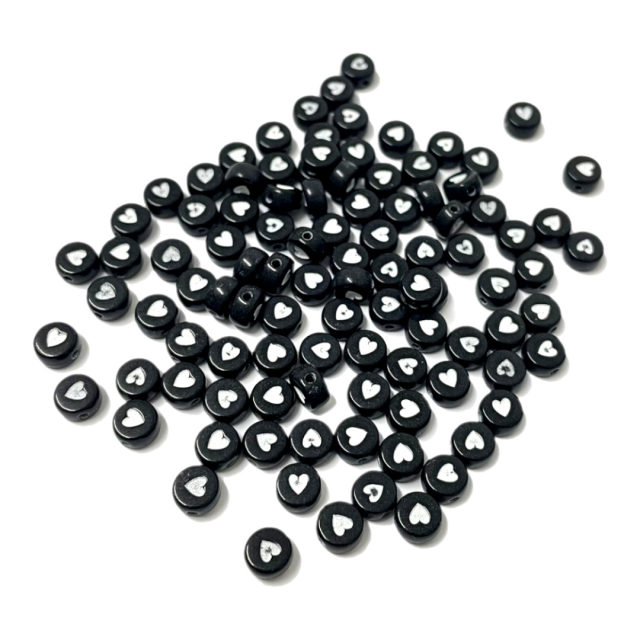 CUENTAS CORAZONES 7X4MM - NEGRAS