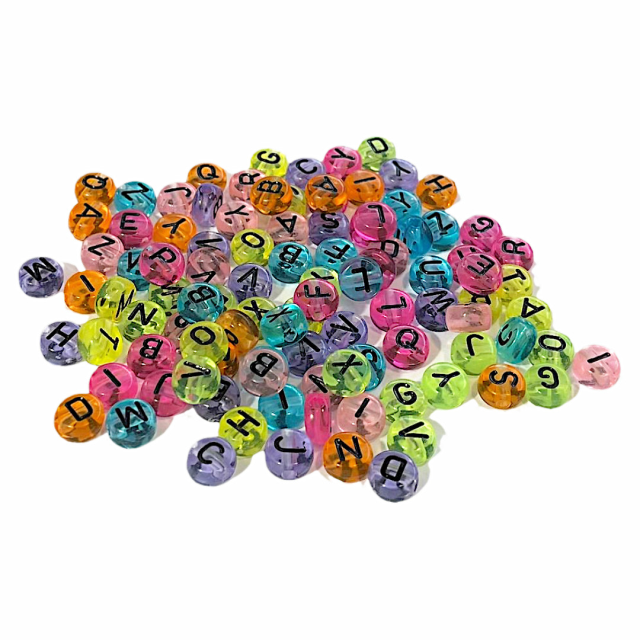 CUENTAS LETRAS 7X3MM - COLORES SURTIDOS