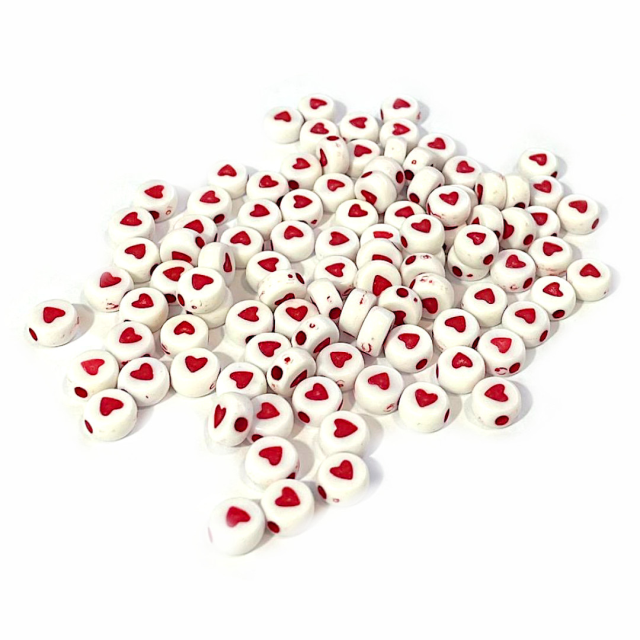 CUENTAS CORAZONES ROJOS 7X3MM