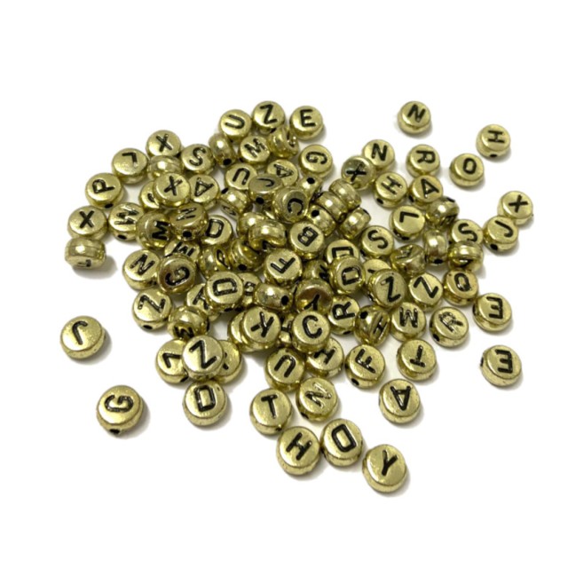 CUENTAS LETRAS 7X4MM - DORADO
