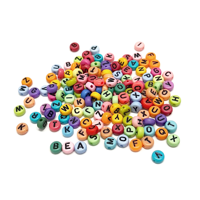 CUENTAS LETRAS 7X4MM - COLORES SURTIDOS