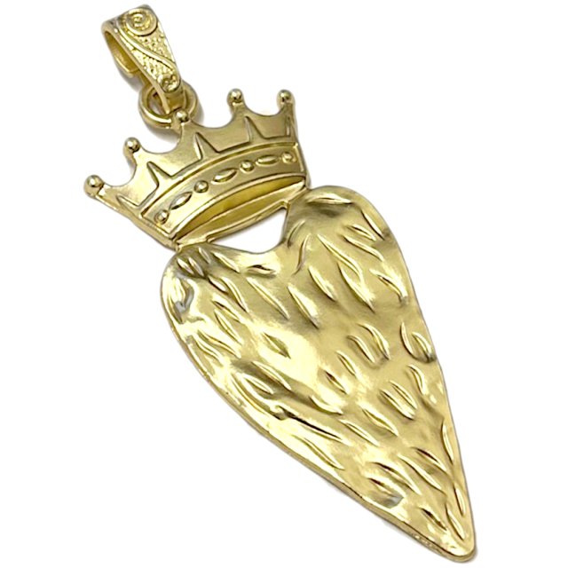 DIJE CORAZON Y CORONA XL 71X33MM - DORADO MATE
