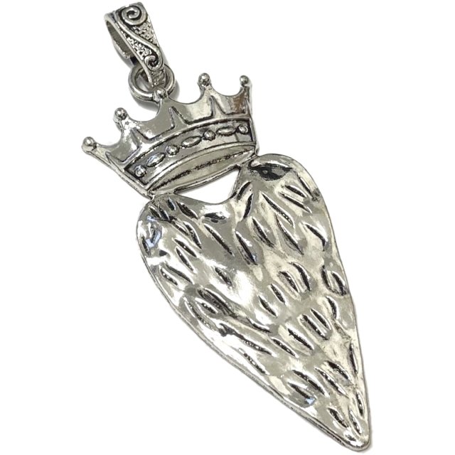 DIJE CORAZON Y CORONA XL 71X33MM - NIQUEL