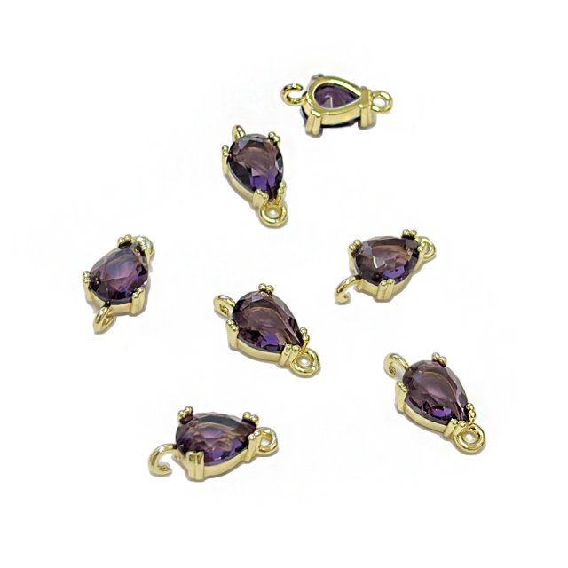 DIJE LAGRIMA CRISTAL 8X6MM - VIOLETA (ENGARCE DOBLE)
