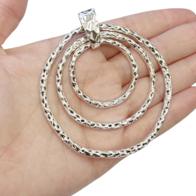 DIJE MEDALLA CIRCULO ARANDELAS XL 70MM - NIQUEL