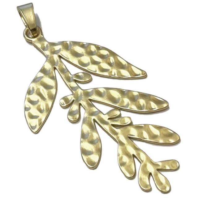 DIJE HOJA XL 88X55MM - DORADO MATE