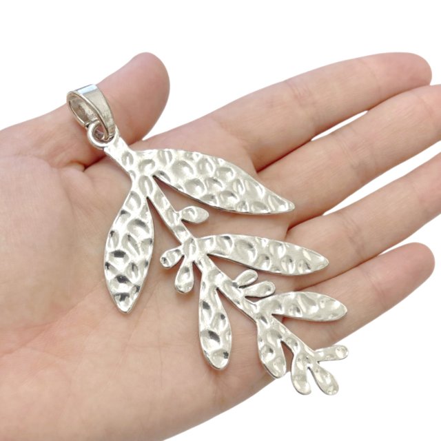 DIJE HOJA XL 88X55MM - NIQUEL