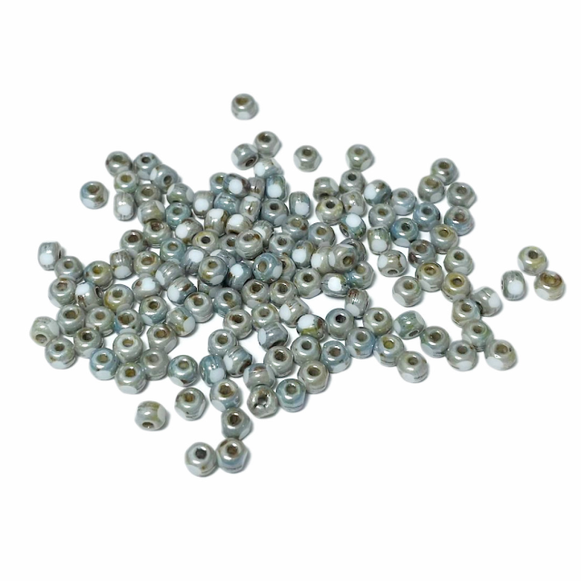 CRISTAL CHECO BOLITAS - MOSTACILLAS 4X3MM VERDE/GRIS