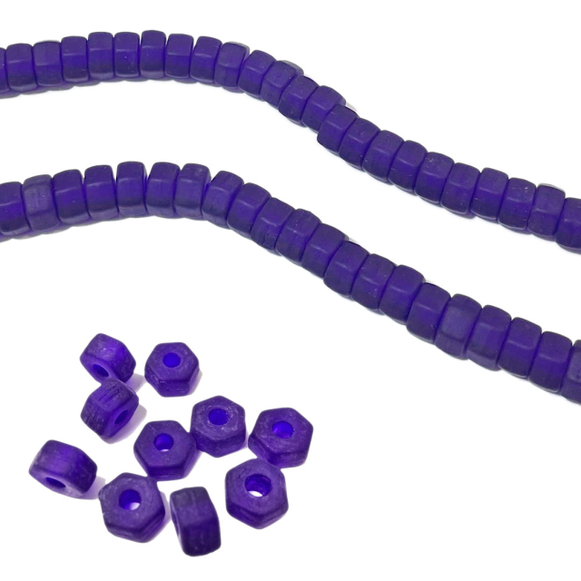 CRISTAL CHECO AZUL TUERCA 10X6X3.5MM - VIOLETA MATE (X TIRA)