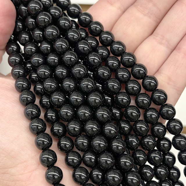 CRISTAL CHECO BOLITA 8MM NEGRO (X TIRA)