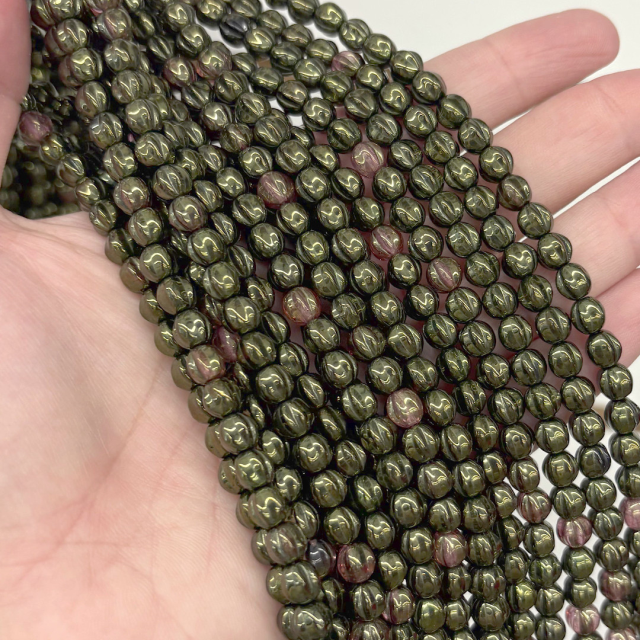 CRISTAL CHECO VERDE BOLITA RAYADA 6MM (X TIRA)