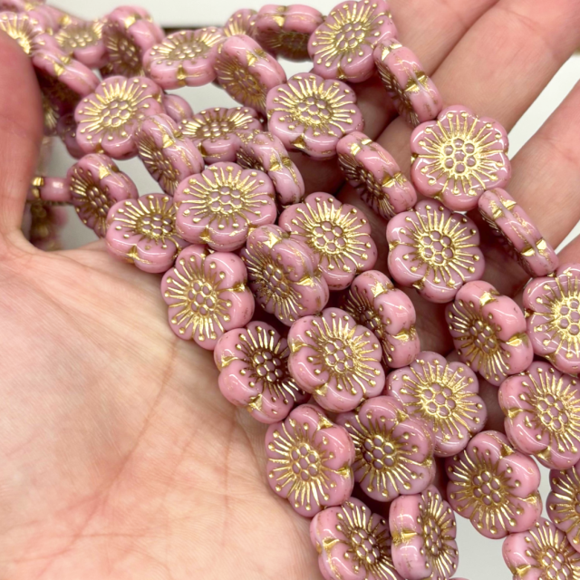 CRISTAL CHECO ROSADO FLOR 17MM (X TIRA)