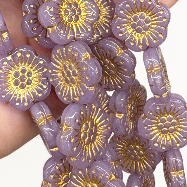 CRISTAL CHECO VIOLETA FLOR 17MM (X TIRA)