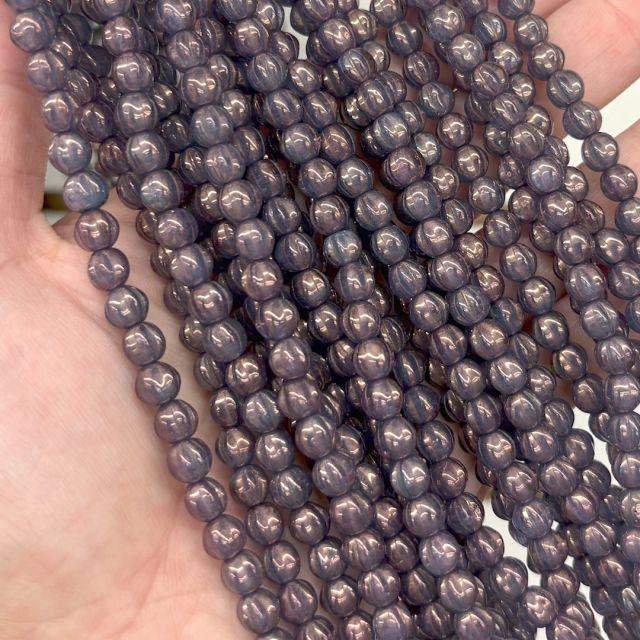 CRISTAL CHECO VIOLETA BOLITA RAYADA 6MM (X TIRA)