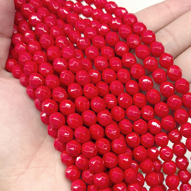 CRISTAL CHECO FACETADO 8MM BOLITA ROJO (X TIRA)