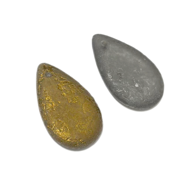 CRISTAL CHECO DORADO GRIS LAGRIMA 31X18MM (X UNIDAD)