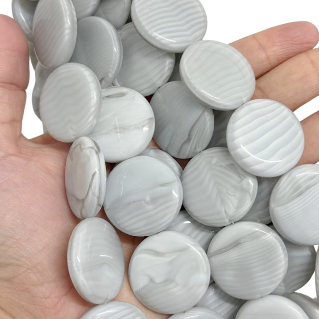 CRISTAL CHECO GRIS CIRCULO 28X7MM (X TIRA)