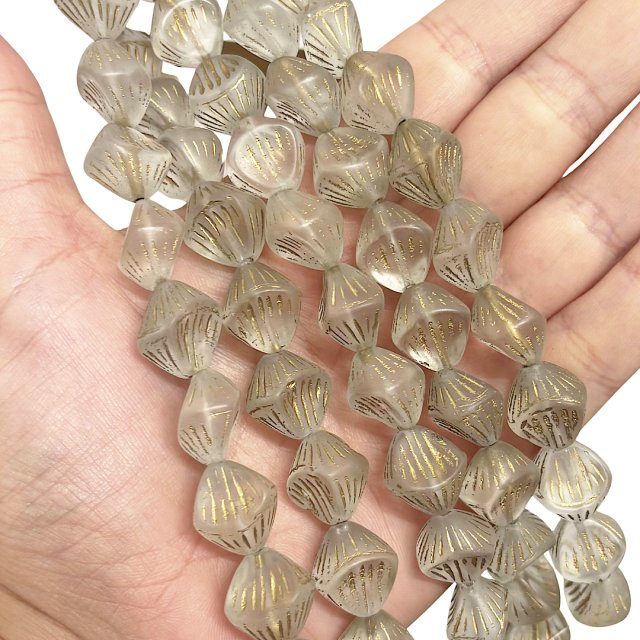 CRISTAL CHECO BEIGE GRIS ROMBO 15X13MM (X TIRA)