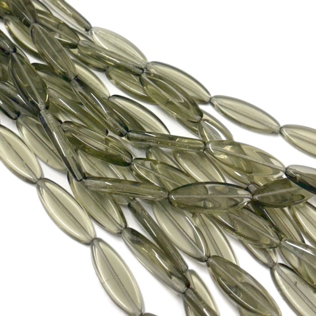 CRISTAL CHECO GRIS VERDOSO OVAL 30X11MM (X TIRA)