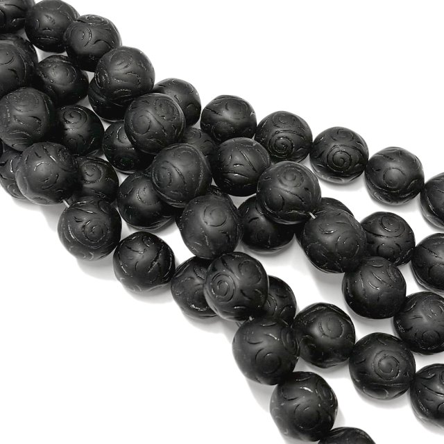 CRISTAL CHECO NEGRO BOLITA 15MM (X TIRA)