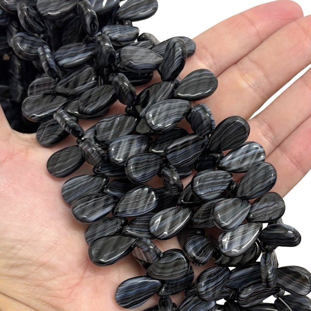 CRISTAL CHECO NEGRO LAGRIMA 18X11MM (X TIRA)