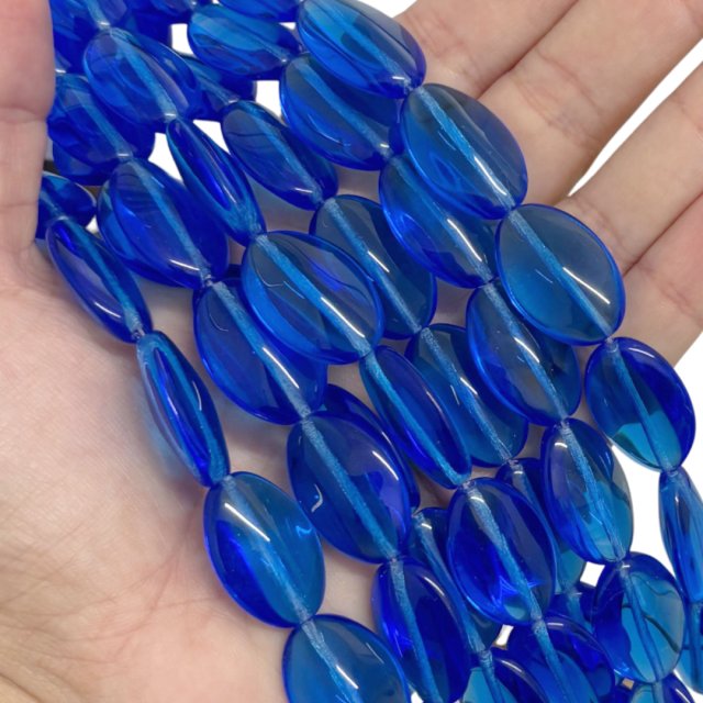 CRISTAL CHECO AZUL OVAL 23X16MM (X TIRA)
