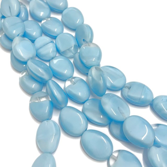 CRISTAL CHECO CELESTE OVAL 22X17MM (X TIRA)