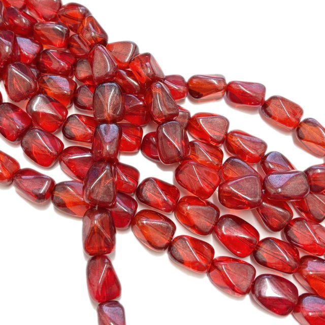 CRISTAL CHECO NARANJA ROJO 17X14MM (X TIRA)