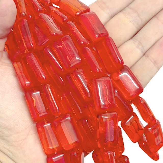 CRISTAL CHECO NARANJA RECTANGULO 22X14MM (X TIRA)
