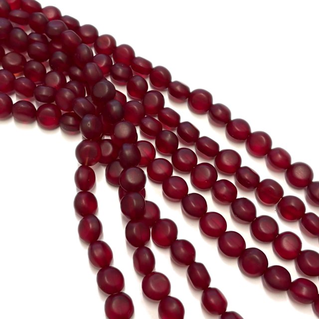CRISTAL CHECO BORDEAUX ROJO CIRCULO 10MM (X TIRA)
