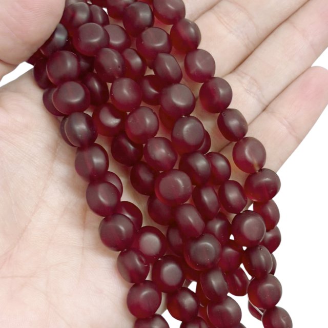 CRISTAL CHECO BORDEAUX ROJO CIRCULO 10MM (X TIRA)
