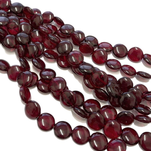 CRISTAL CHECO BORDEAUX ROJO CIRCULO 14MM (X TIRA)