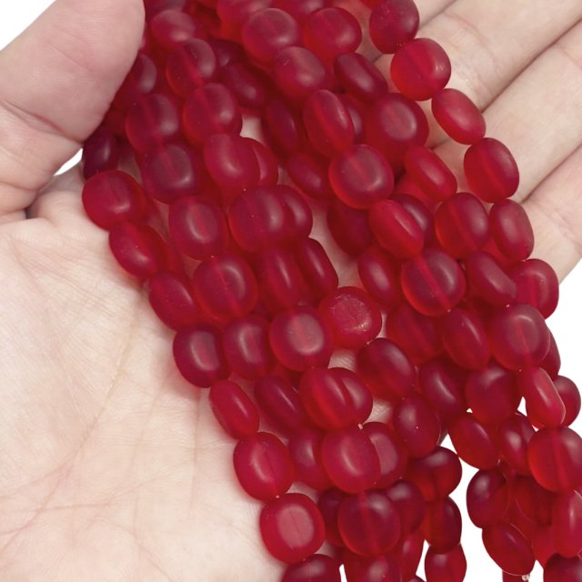 CRISTAL CHECO ROJO OVAL 10X10MM (X TIRA)