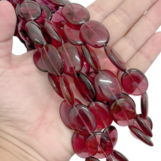 CRISTAL CHECO PURPURA ROSADO OVAL 24X19MM (X TIRA)