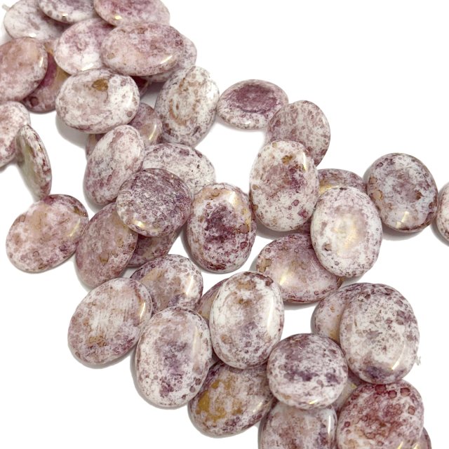 CRISTAL CHECO VIOLETA LILA OVAL 19X24MM (X TIRA) - DOBLE AGUJERO