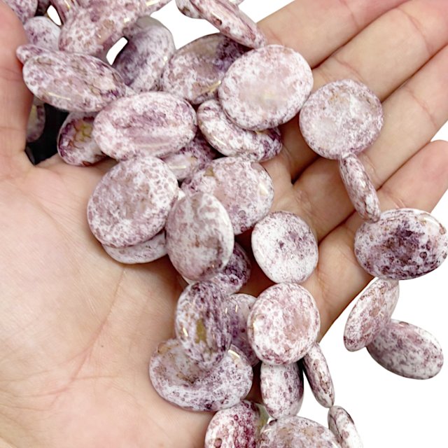 CRISTAL CHECO VIOLETA LILA OVAL 19X24MM (X TIRA) - DOBLE AGUJERO